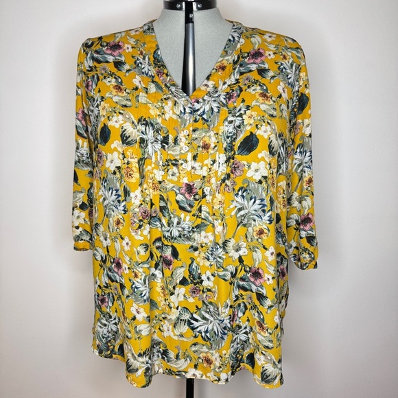 Rose & Olive Tops - Rose & Olive Yellow Floral Blouse